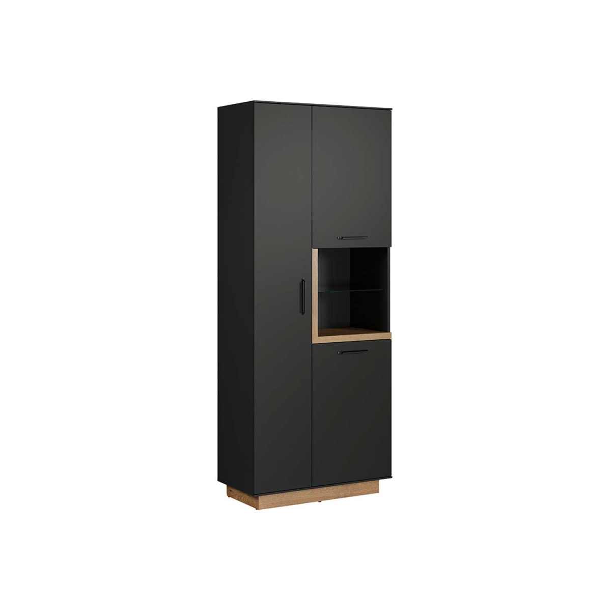 Vitrine moderne gris anthracite et chêne