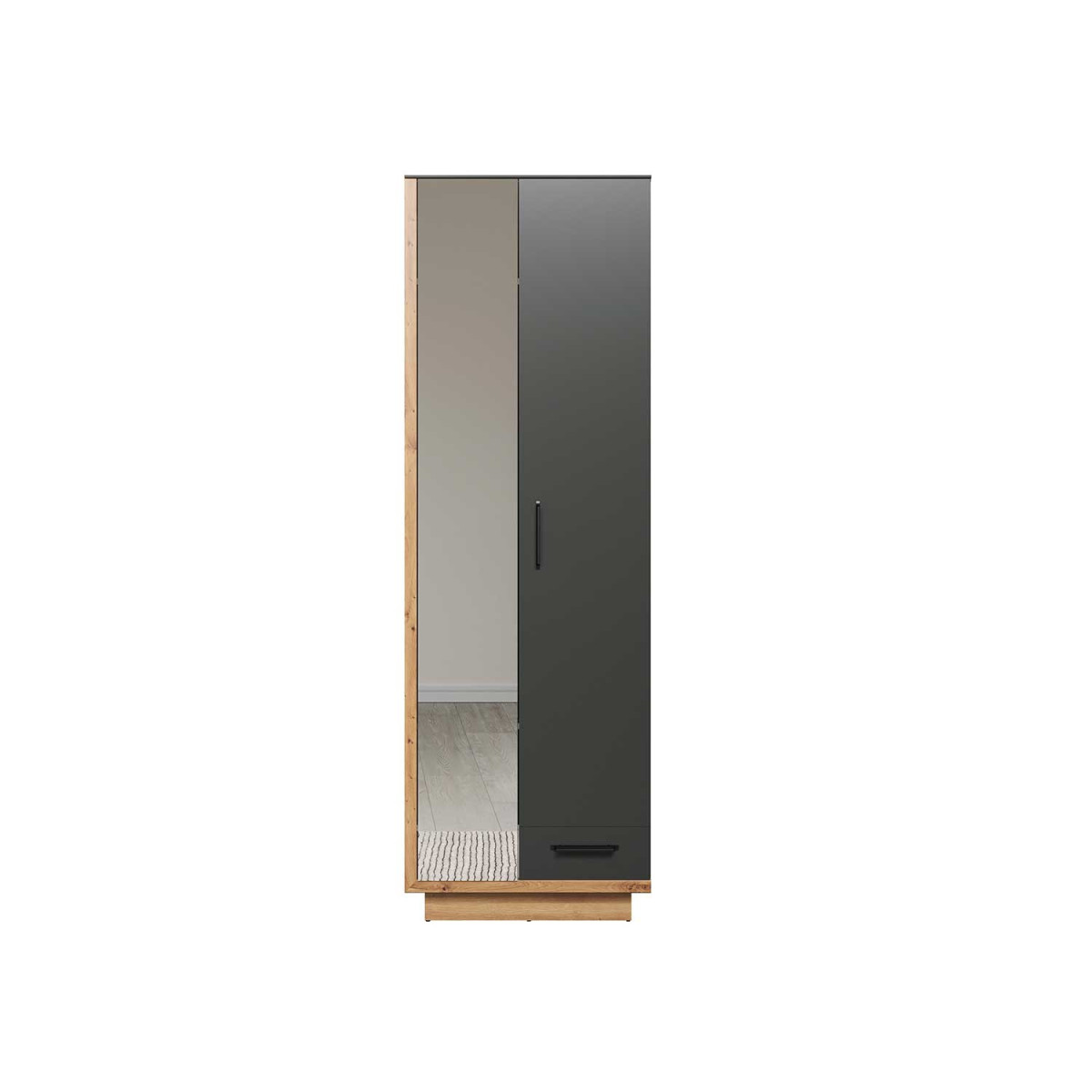 Armoire d'entrée gris anthracite et chêne 65 cm