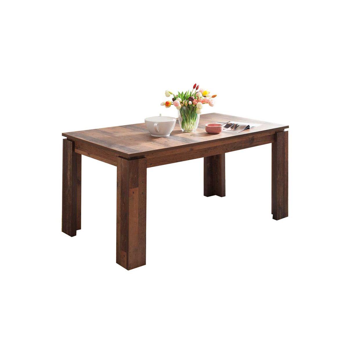 Table extensible chêne foncé en bois 160-200 cm