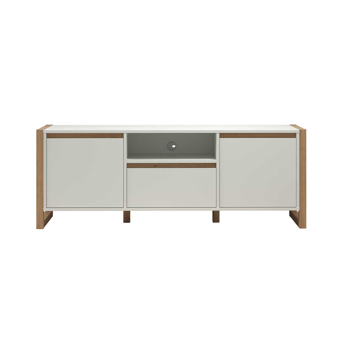 Meuble tv 150 cm blanc et chêne artisan