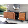 Buffet design 180 cm 4 portes anthracite et bois massif