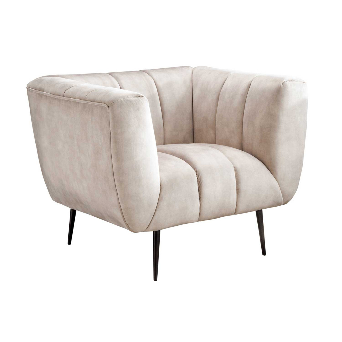 Fauteuil rétro velours matelassé champagne