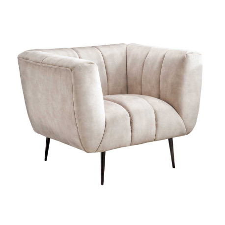 Fauteuil rétro velours matelassé champagne
