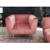 Fauteuil rétro velours matelassé rose