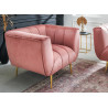 Fauteuil rétro velours matelassé rose