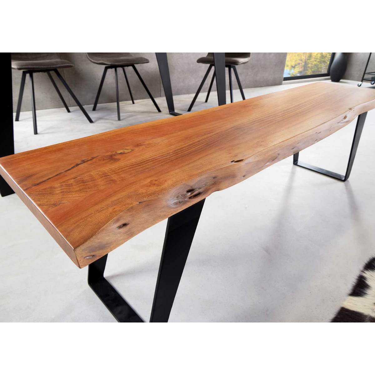 Banc de salle à manger 155 cm bois et fer