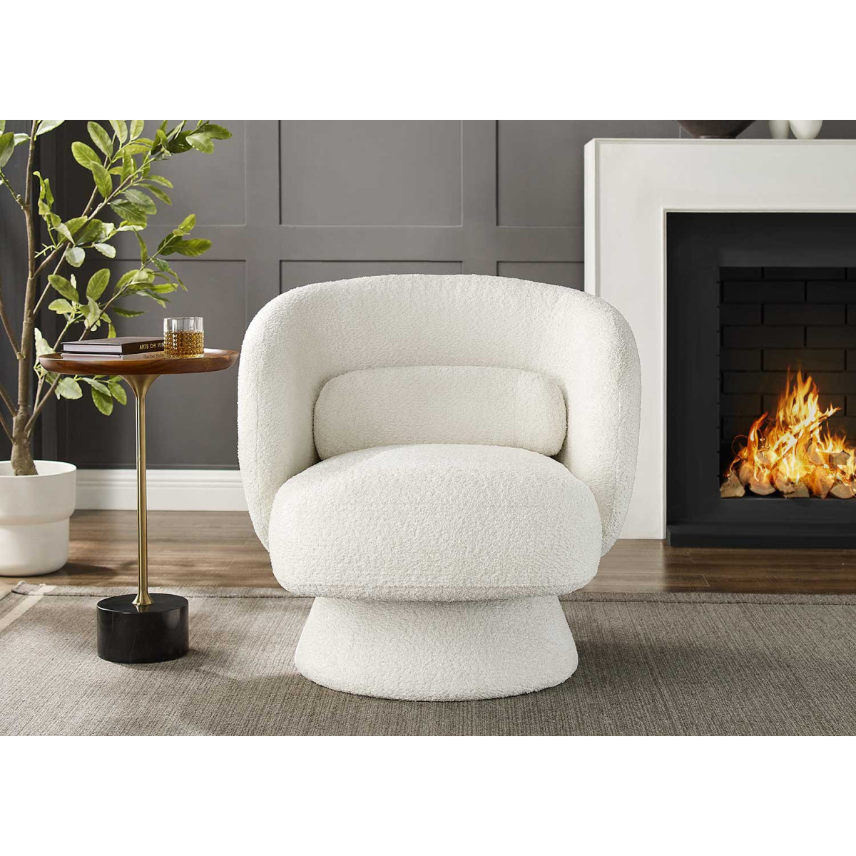 Fauteuil teddy blanc pivotant