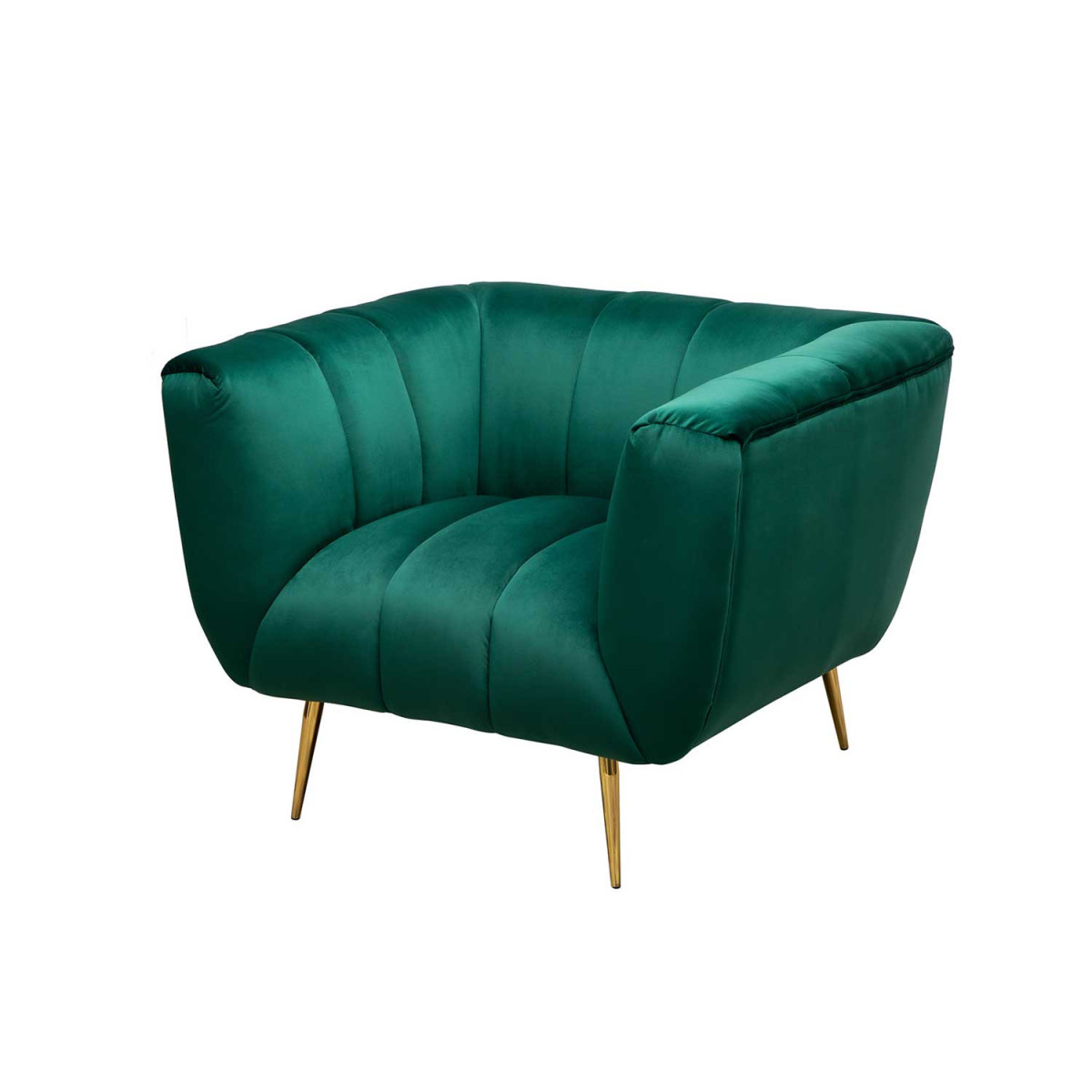 Fauteuil rétro velours matelassé vert Empire