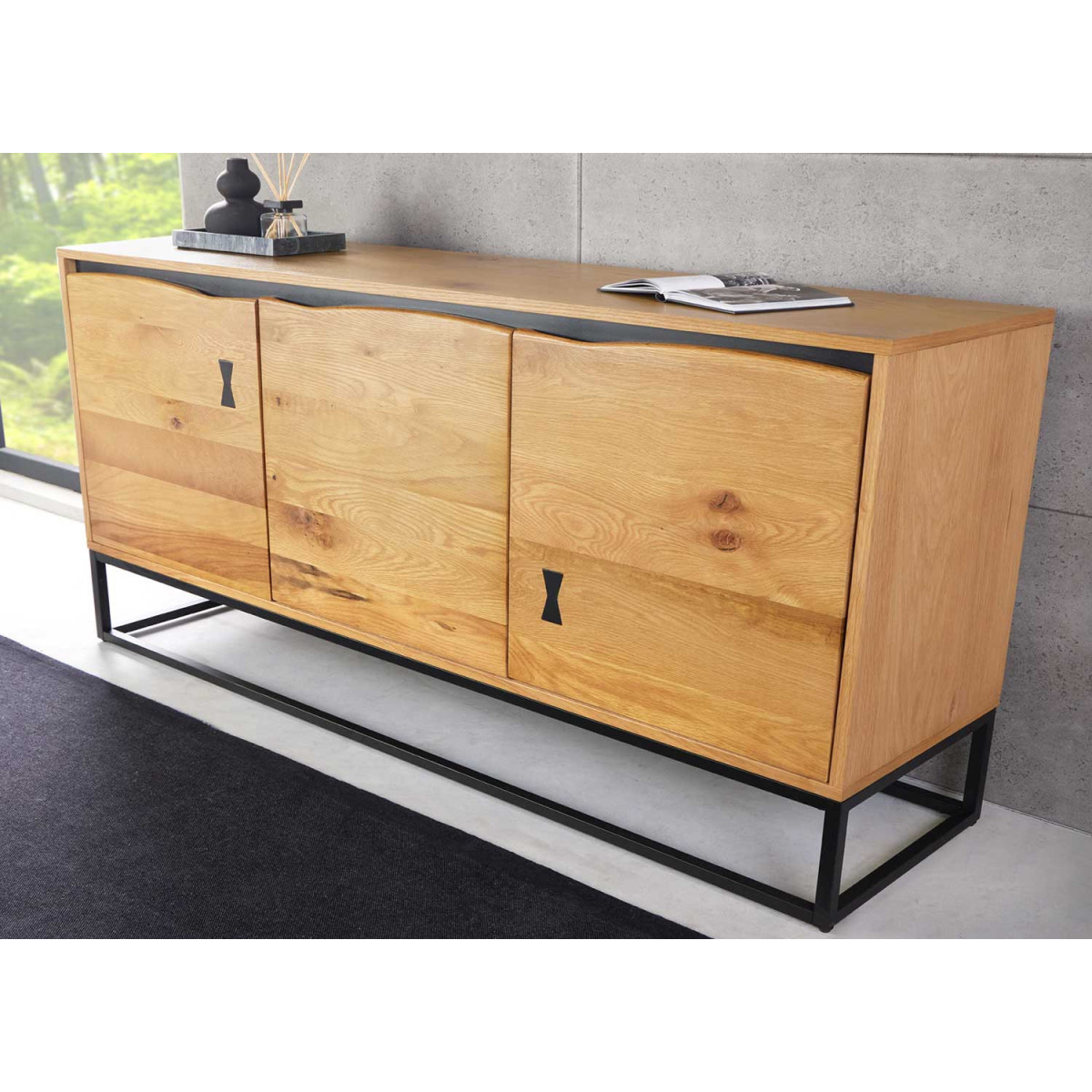 Buffet 3 portes aspect chêne 150 cm