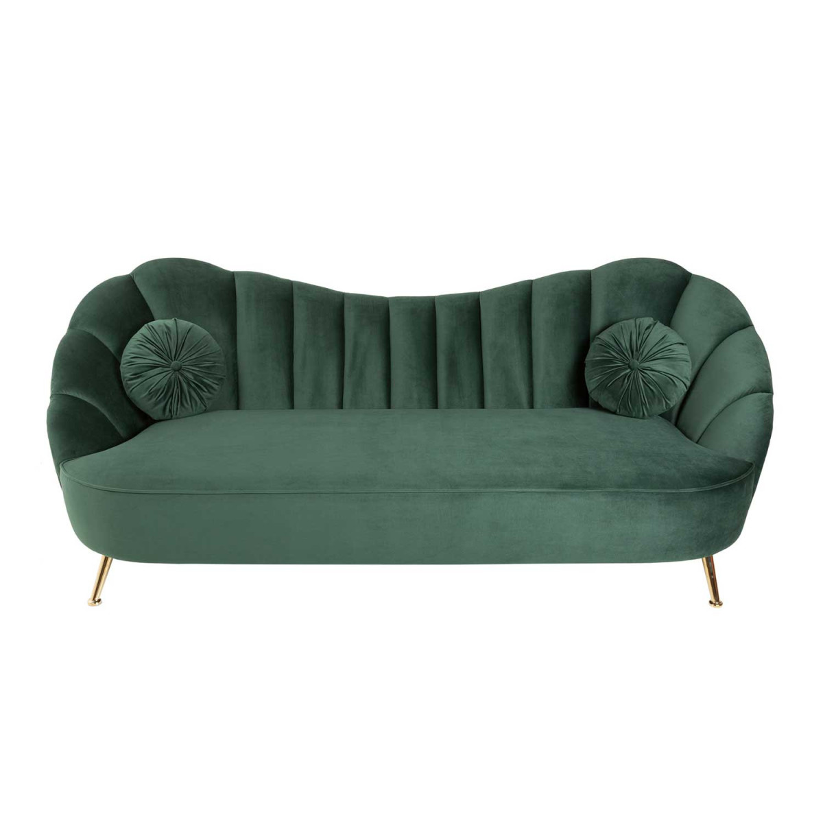 Canapé rétro 3 places velours vert bouteille 220 cm