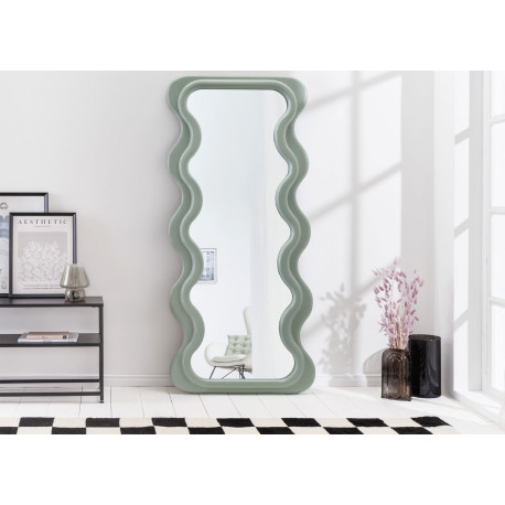 Grand miroir vague vert sauge 160 cm