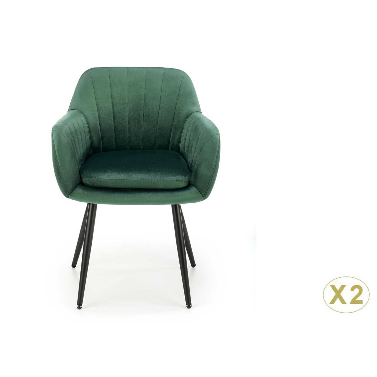 Lot de 2 chaises velours vert foncé