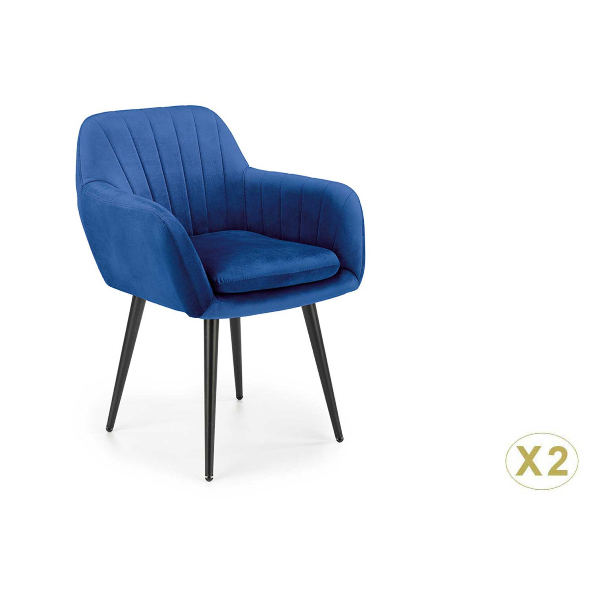 Lot de 2 chaises velours bleu