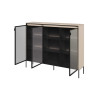 Buffet 3 portes en verre et beige sable