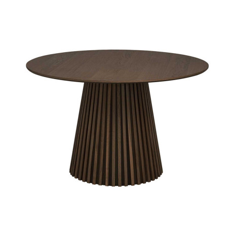 Table à manger ronde en bois chêne foncé 120 cm