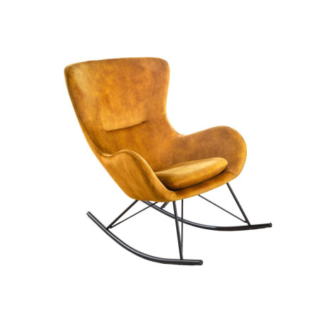 Fauteuil à bascule scandinave jaune moutarde