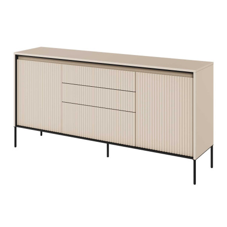 Buffet 2 portes et 3 tiroirs beige sable 166 cm