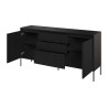 Buffet 2 portes et 3 tiroirs noir 166 cm