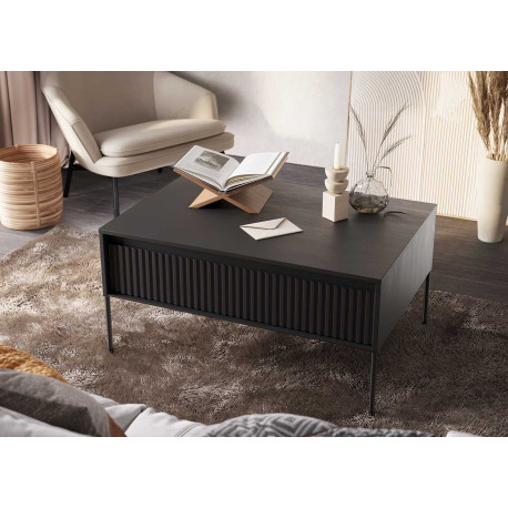 Table basse rectangulaire 1 porte noir