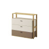 Commode 3 tiroirs chambre enfant taupe et beige