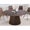 Table à manger ronde en bois chêne foncé 120 cm