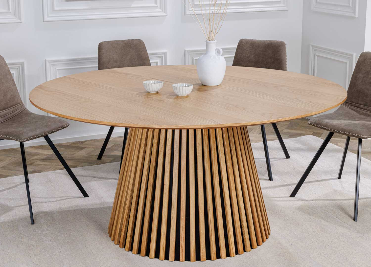 Table à manger ronde en bois chêne naturel 120 cm - Cbc-Meubles