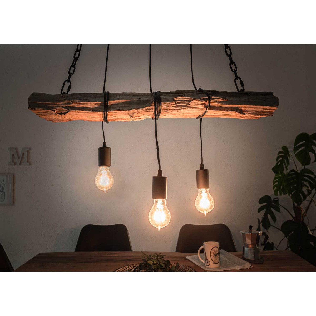 Suspension poutre 70 cm avec 3 lumières