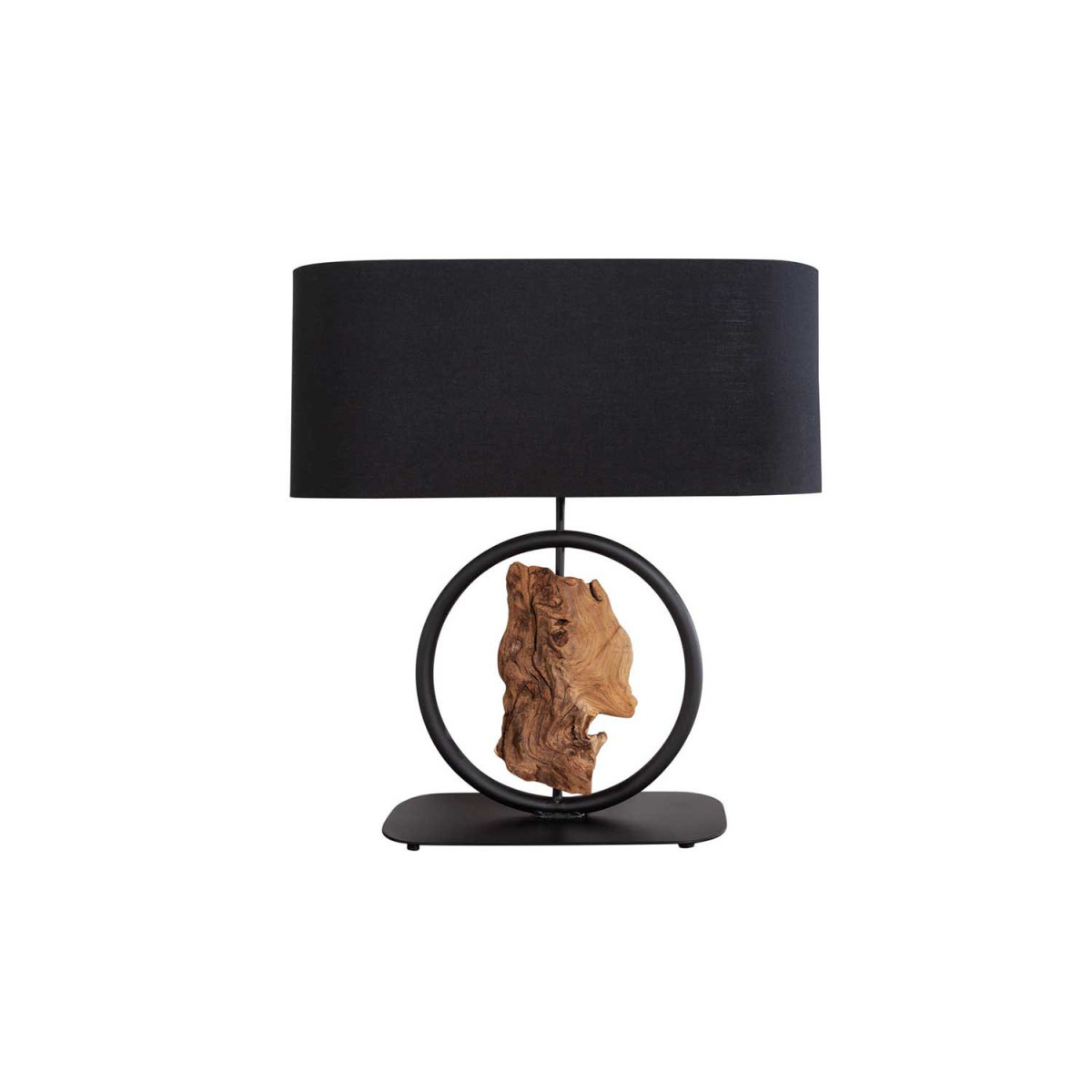 Lampe de table bois d'acacia et métal avec abat-jour