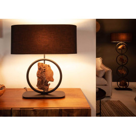 Lampe de table bois d'acacia et métal avec abat-jour