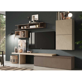 Ensemble meubles tv 6 éléments chêne, bronze et argile
