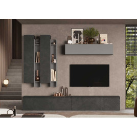 Ensemble meubles tv 7 meubles gris graphite et ardoise