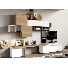 Ensemble de meubles tv design 9 meubles chêne et blanc
