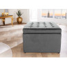 Pouf rangement salon velours gris