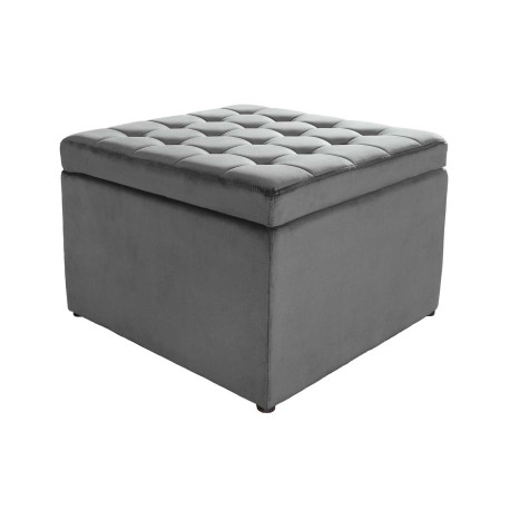 Pouf rangement salon velours gris