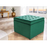 Pouf carré de rangement velours vert