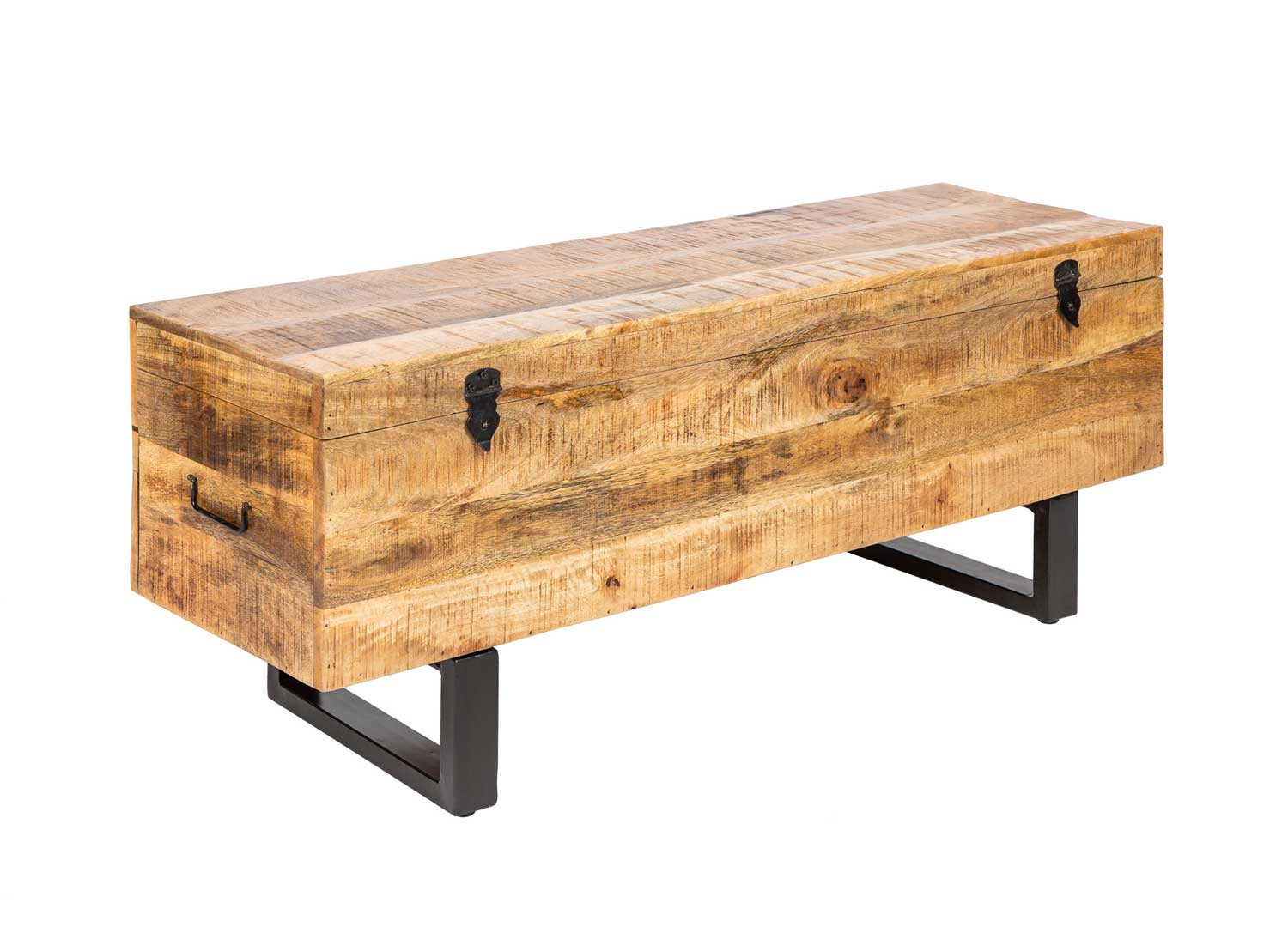 Womo-design Banc Coffre De Rangement Bois Massif De Manguier Manila  100x50x45 Cm