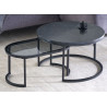 Tables basses gigogne aspect marbre noir et verre