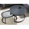 Tables basses gigogne aspect marbre noir et verre