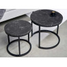 Lot de 2 tables basses gigognes aspect marbre noir et métal