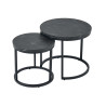 Lot de 2 tables basses gigognes aspect marbre noir et métal