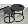 Lot de 2 tables basses gigognes aspect marbre noir et métal