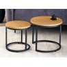 Lot de 2 tables basses gigognes imitation chêne sauvage et métal