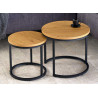 Lot de 2 tables basses gigognes imitation chêne sauvage et métal