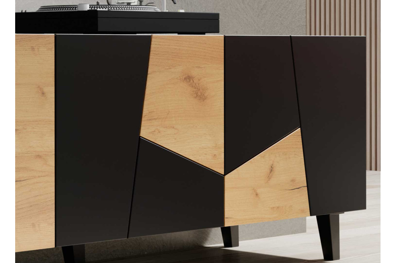 Meuble tv Pilar 90x90 à 2 portes - noir/chêne Moderne, Design - Symbiosis