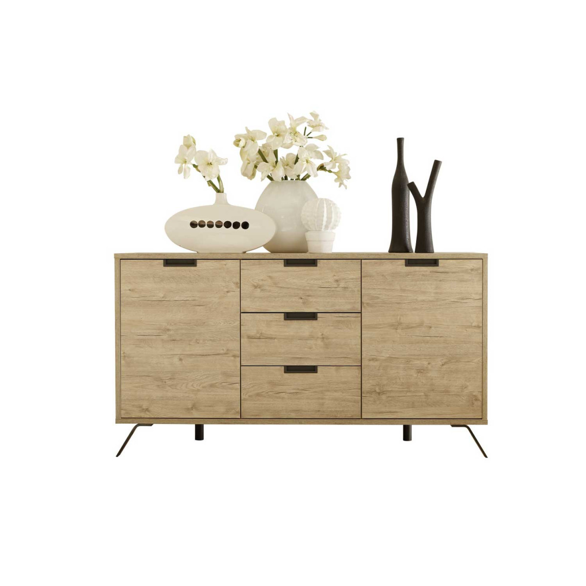 Buffet 2 portes et 3 tiroirs chêne 156 cm