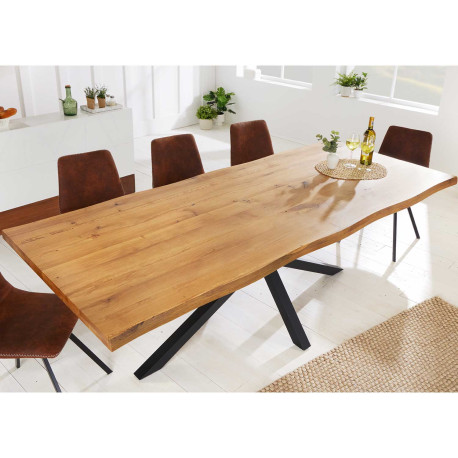 Table de salle à manger bois et massif et métal 200 cm - Cbc-Meubles