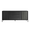 Buffet design 2 portes et 3 tiroirs 207 cm chêne noir