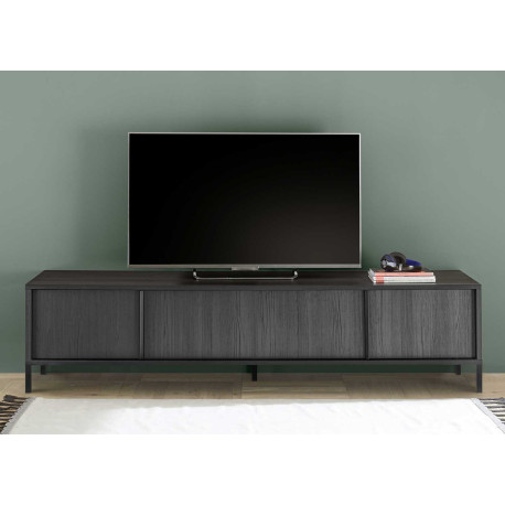 Meuble tv moderne 4 portes 206 cm chêne noir