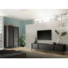 Meuble tv moderne 4 portes 206 cm chêne noir