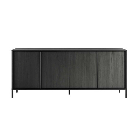 Buffet moderne 4 portes chêne noir 206 cm